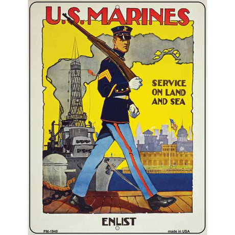 US Marines Vintage Poster Parking Sign 4.5" x 6" (PM)