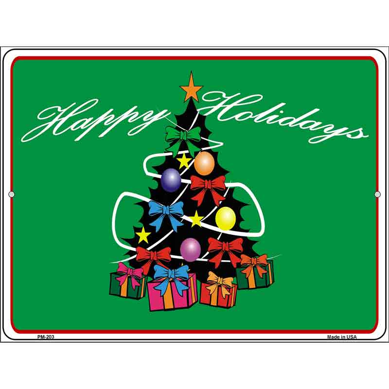 Happy Holidays Tree Metal Novelty Parking Sign 4.5" x 6" (PM)