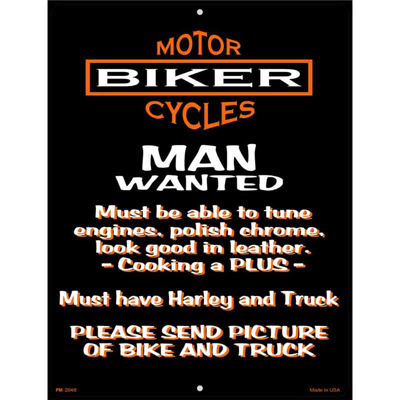 Man Wanted Metal Novelty Parking Sign 4.5" x 6" (PM)