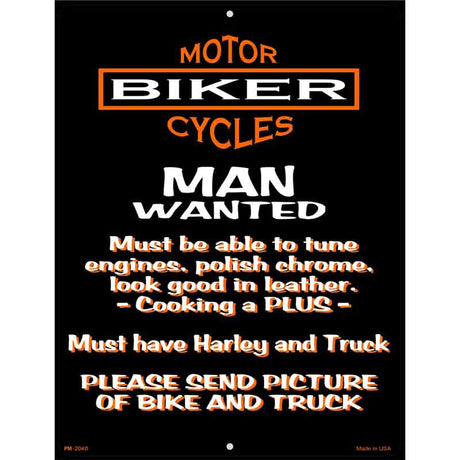 Man Wanted Metal Novelty Parking Sign 4.5" x 6" (PM)