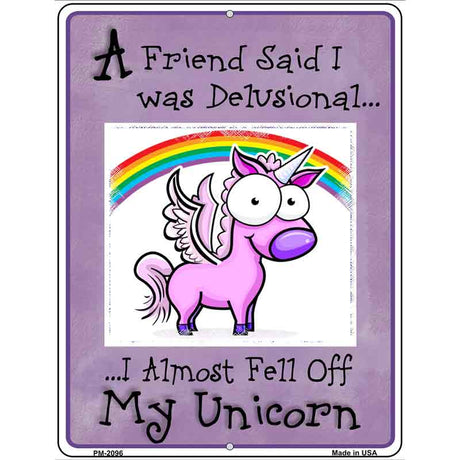 Delusional Unicorn Purple Metal Novelty Parking Sign 4.5" x 6" (PM)