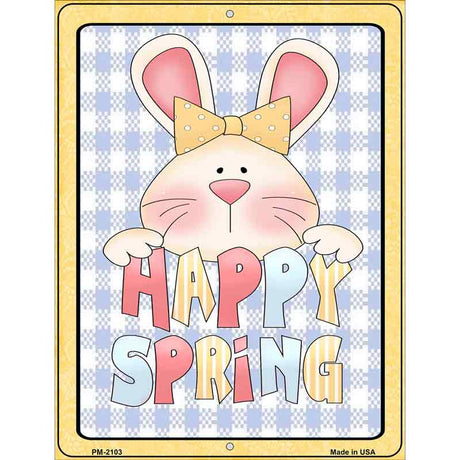 Happy Spring Blue Plaid Metal Novelty Parking Sign 4.5" x 6" (PM)