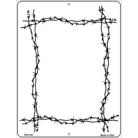 Black Barbed Wire Border Metal Novelty Parking Sign 4.5" x 6" (PM)