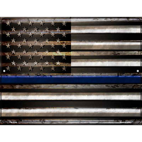 American Flag Thin Blue Line Novelty Parking Sign 4.5" x 6" (PM)