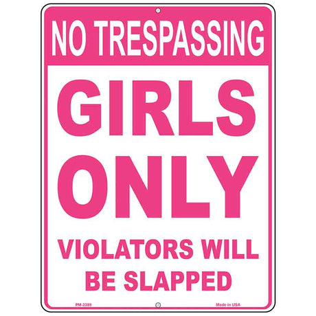 Girls Only No Trespassing Metal Novelty Parking Sign 4.5" x 6" (PM)