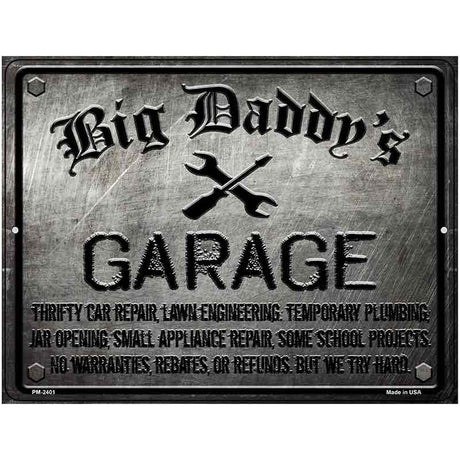 Big Daddys Garage Novelty Metal Parking Sign 4.5" x 6" (PM)