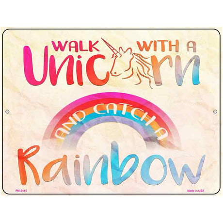 Walk with a Unicorn Novelty Metal Parking Sign 4.5" x 6" (PM)