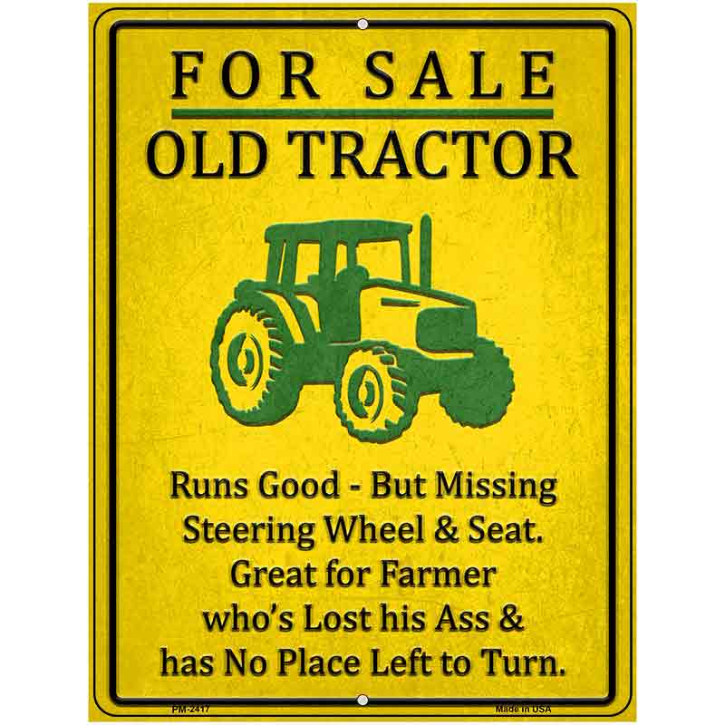 For Sale Old Tractor Novelty Metal Parking Sign 4.5" x 6" (PM)