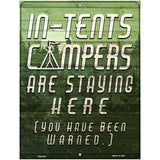 In Tents Campers Novelty Metal Parking Sign 4.5" x 6" (PM)