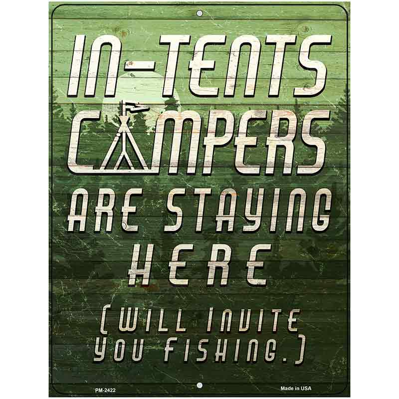 Green In Tents Campers Novelty Metal Parking Sign 4.5" x 6" (PM)