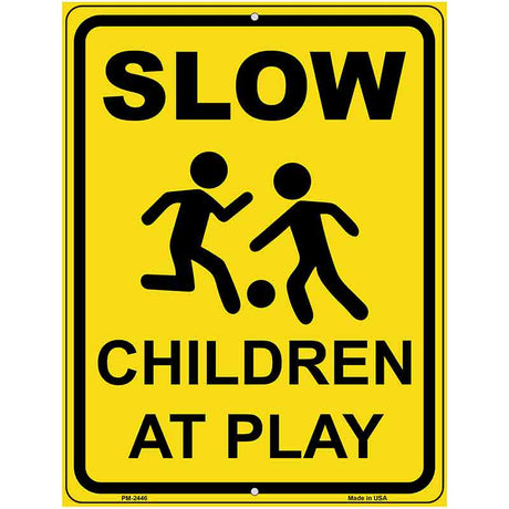 Slow Childen At Play Novelty Metal Parking Sign 4.5" x 6" (PM)