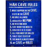 Man Cave Rules Novelty Metal Parking Sign 4.5" x 6" (PM)