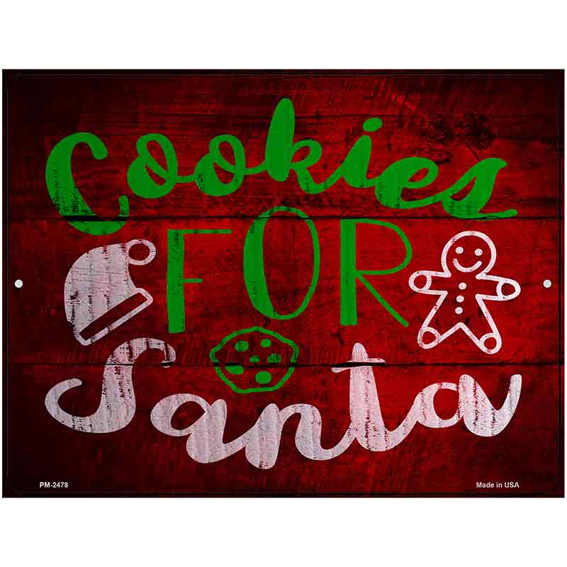 Cookies For Santa Novelty Metal Parking Sign 4.5" x 6" (PM)