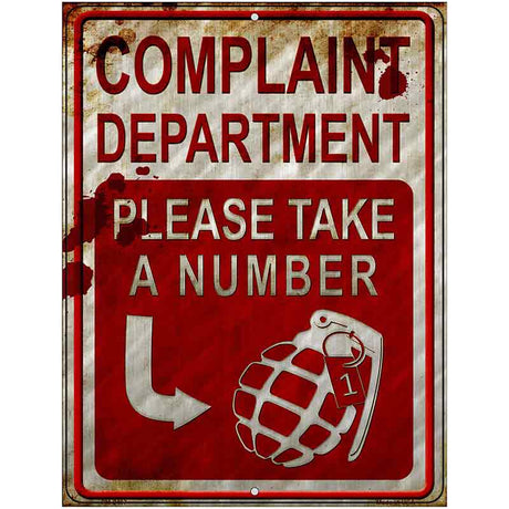 Complaint Department Take A Number Novelty Metal Parking Sign 4.5" x 6" (PM)