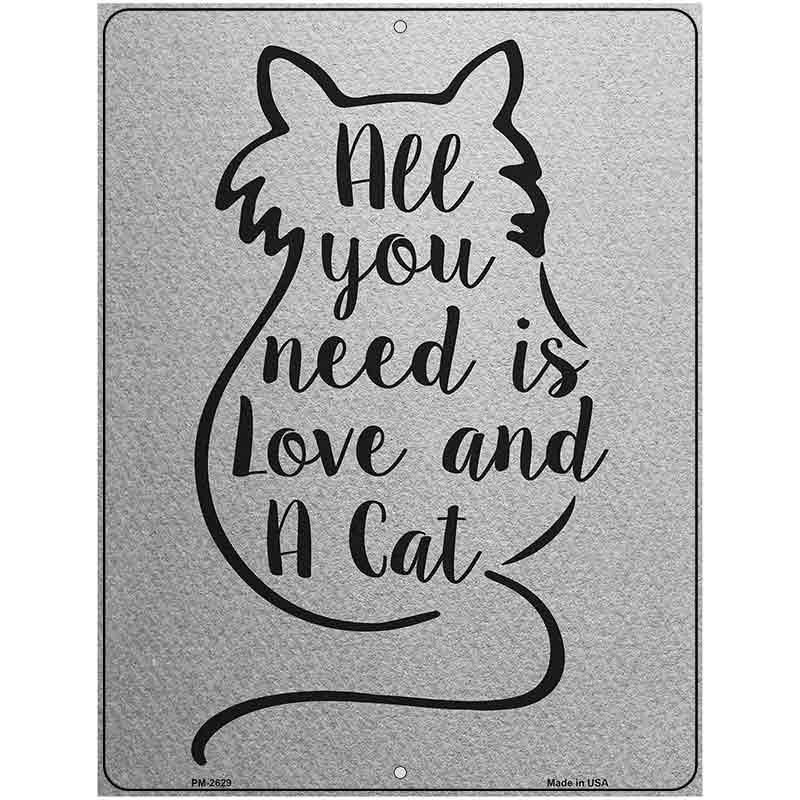 Love And A Cat Novelty Metal Parking Sign 4.5" x 6" (PM)