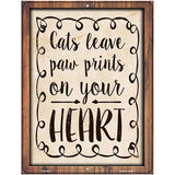 Paw Prints On Heart Novelty Metal Parking Sign 4.5" x 6" (PM)