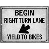 Begin Right Turn Lane Yield To Bikes Novelty Metal Parking Sign 4.5" x 6" (PM)