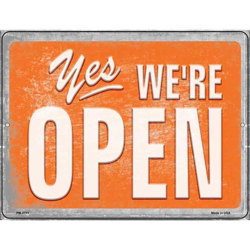 Yes Were Open Vintage Novelty Metal Parking Sign 4.5" x 6" (PM)