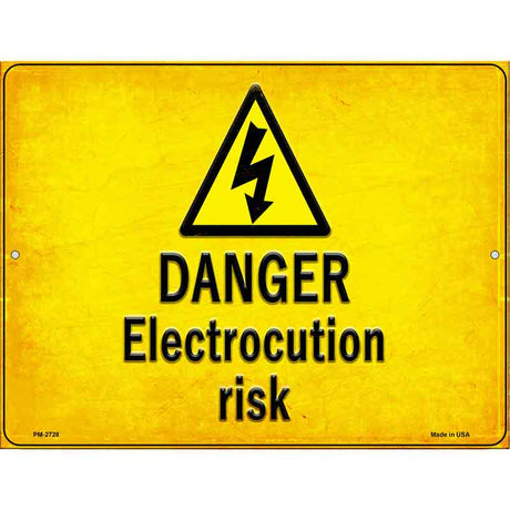 Danger Electrocution Risk Novelty Metal Parking Sign 4.5" x 6" (PM)