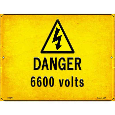 Danger 6600 Volts Novelty Metal Parking Sign 4.5" x 6" (PM)