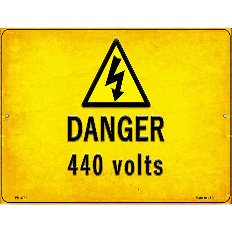 Danger 440 Volts Novelty Metal Parking Sign 4.5" x 6" (PM)