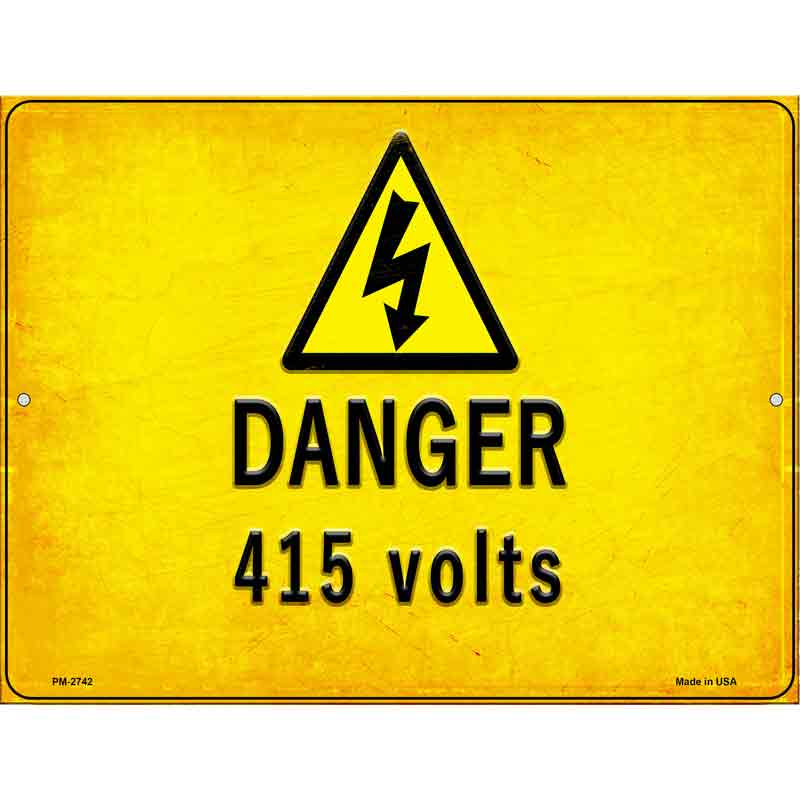 Danger 415 Volts Novelty Metal Parking Sign 4.5" x 6" (PM)