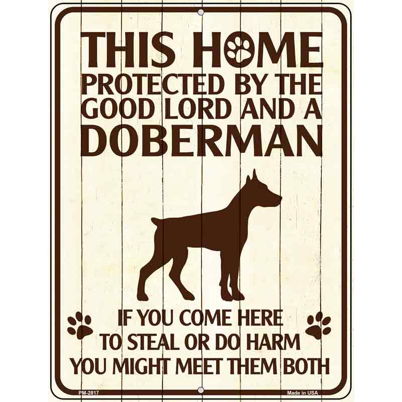 This Home Protected By A Doberman Parking Sign Metal Novelty 4.5" x 6" (PM)