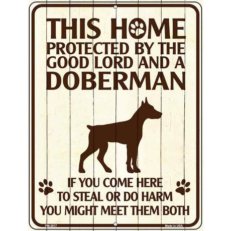 This Home Protected By A Doberman Parking Sign Metal Novelty 4.5" x 6" (PM)