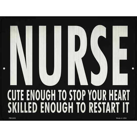 Cute Nurse, Restart Heart Novelty Metal Parking Sign 4.5" x 6" (PM)