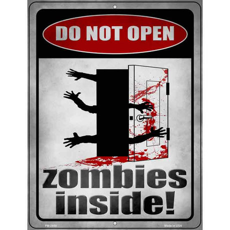 Zombies Inside Novelty Metal Parking Sign 4.5" x 6" (PM)