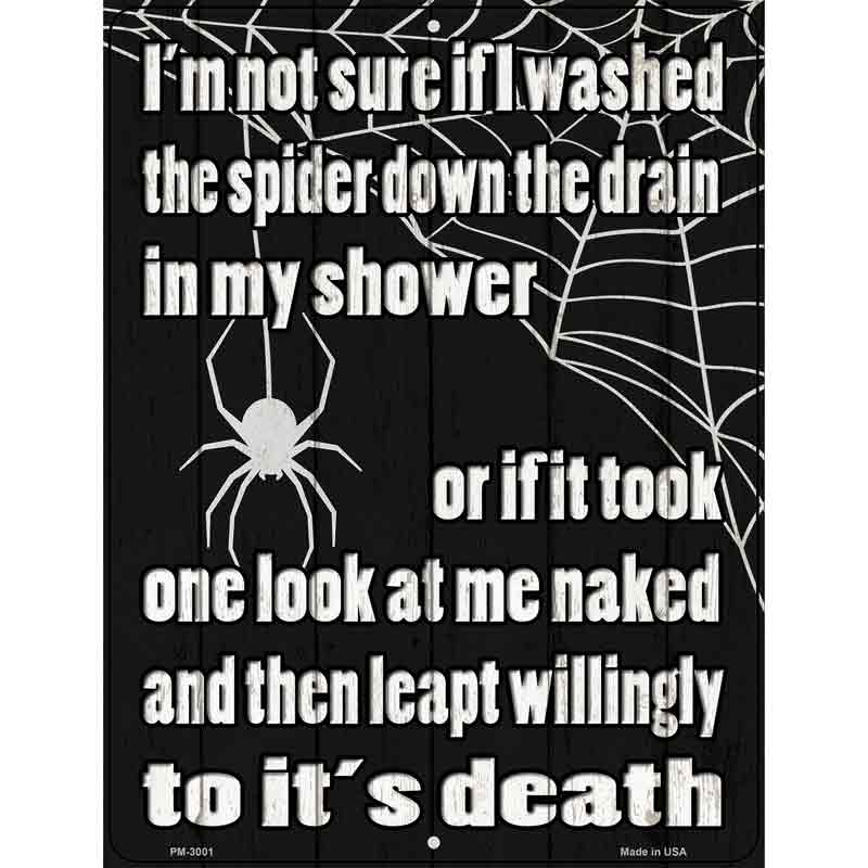 Spider Down the Drain Novelty Metal Parking Sign 4.5" x 6" (PM)