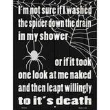 Spider Down the Drain Novelty Metal Parking Sign 4.5" x 6" (PM)