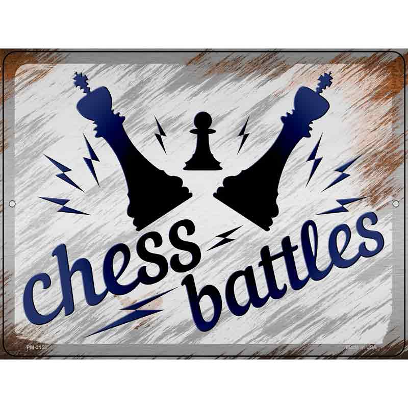 Chess Battles Novelty Metal Parking Sign 4.5" x 6" (PM)