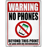 No Phones Beyond This Point Novelty Metal Parking Sign 4.5" x 6" (PM)