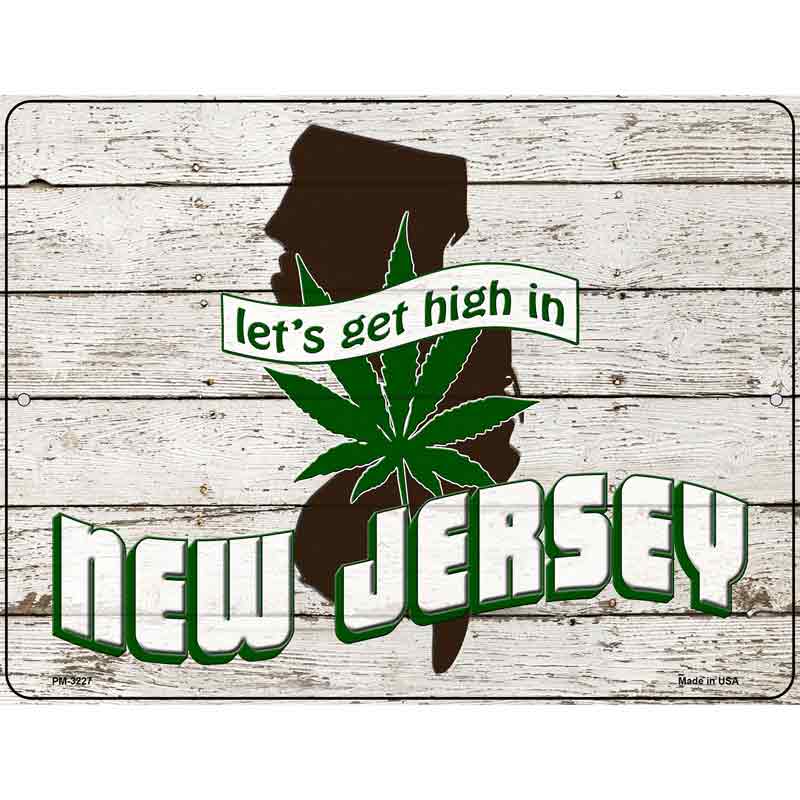 Get High In New Jersey Novelty Metal Parking Sign 4.5" x 6" (PM)