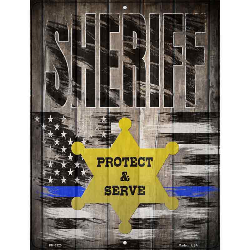 Sheriff Protect and Serve Novelty Metal Parking Sign 4.5" x 6" (PM)