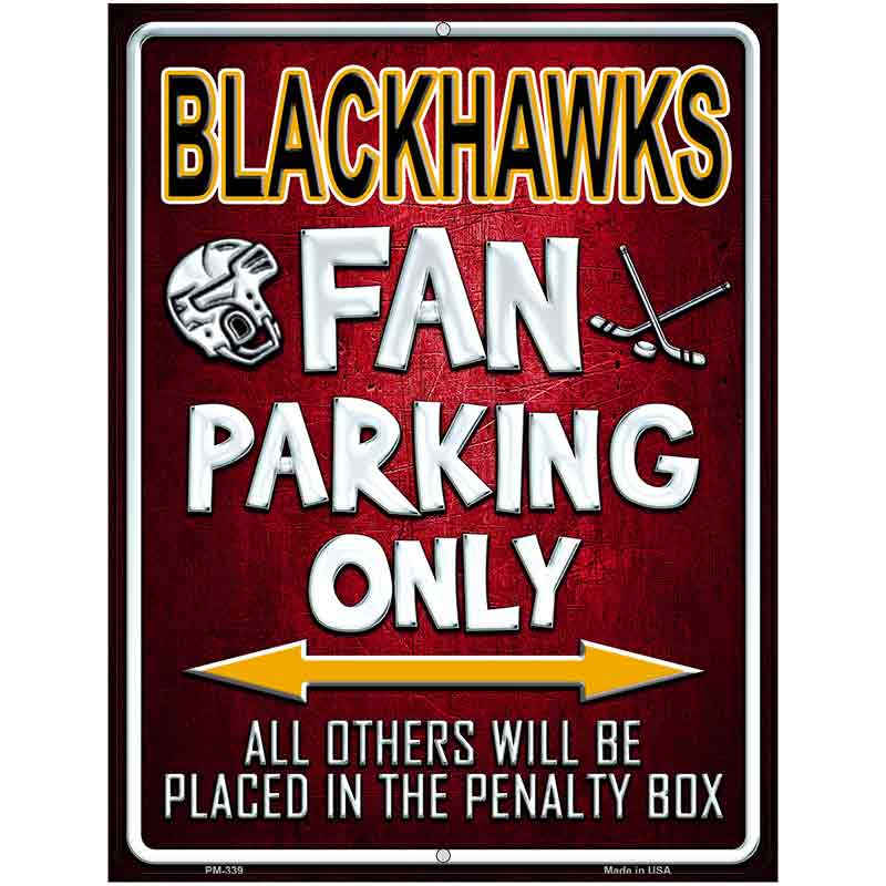 Black Hawks Metal Novelty Parking Sign 4.5" x 6" (PM)