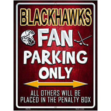 Black Hawks Metal Novelty Parking Sign 4.5" x 6" (PM)