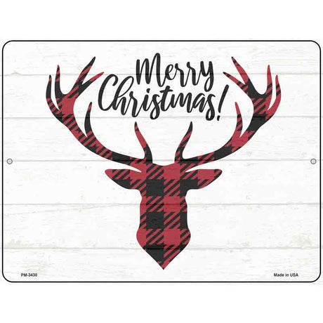 Merry Christmas Reindeer Novelty Metal Parking Sign 4.5" x 6" (PM)