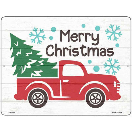 Merry Christmas Truck Novelty Metal Parking Sign 4.5" x 6" (PM)