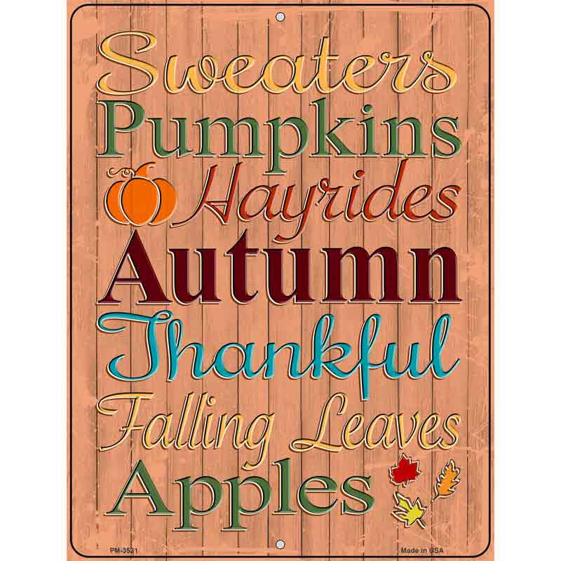 Sweaters Pumpkins Autumn Novelty Metal Parking Sign 4.5" x 6" (PM)