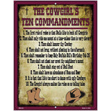 Cowgirls Ten Commandments Maroon Novelty Metal Parking Sign 4.5" x 6" (PM)