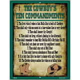 Cowboys Ten Commandments Green Novelty Metal Parking Sign 4.5" x 6" (PM)