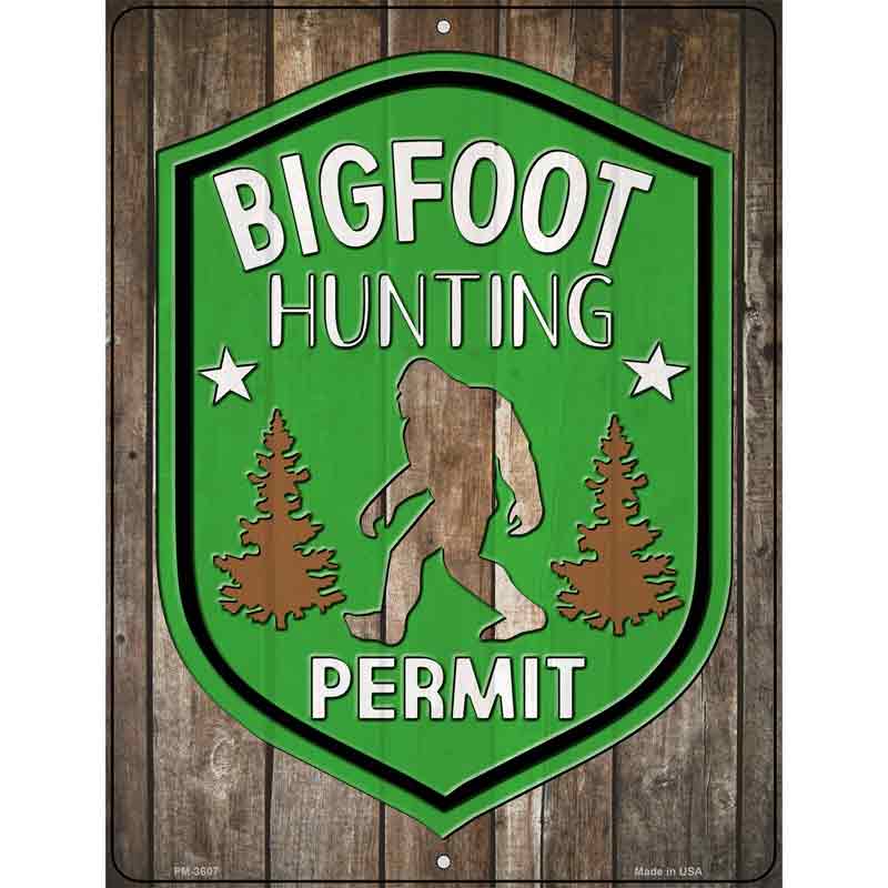 Bigfoot Hunting Permit Novelty Metal Parking Sign 4.5" x 6" (PM)