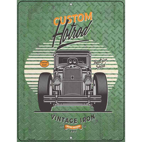 Custom Hotrod Front View Novelty Metal Parking Sign 4.5" x 6" (PM)