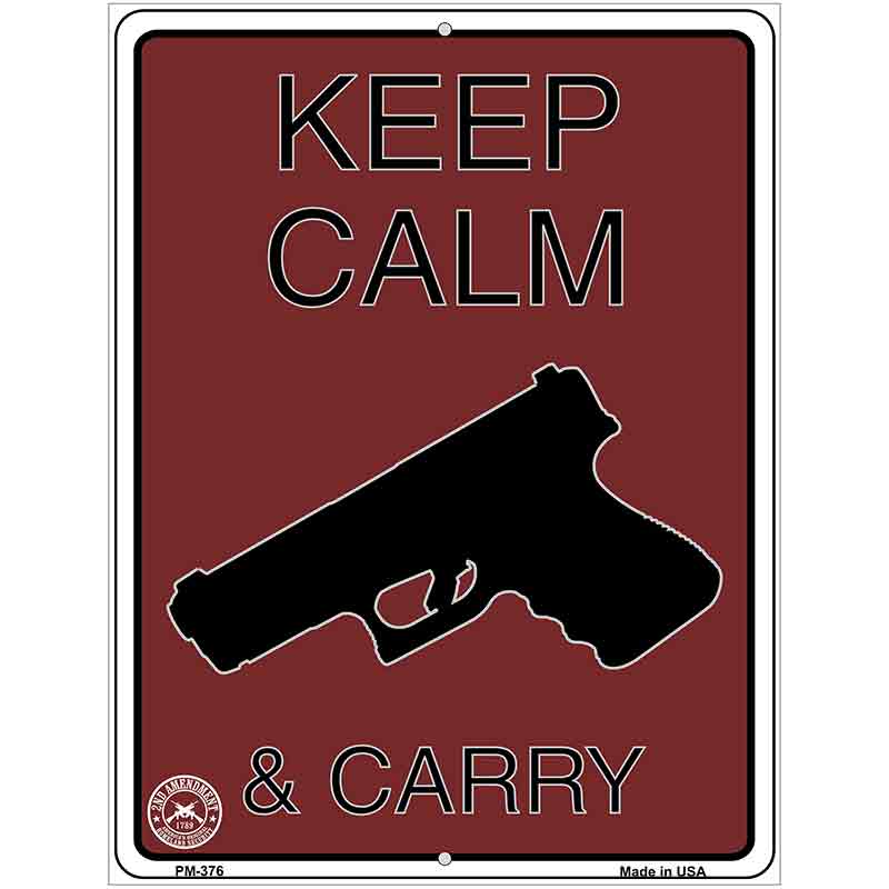 Keep Calm & Carry Metal Novelty Parking Sign 4.5" x 6" (PM)