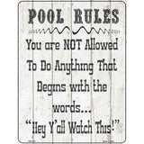 Pool Rules Novelty Metal Parking Sign 4.5" x 6" (PM)