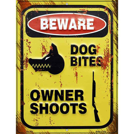 Beware Dog Bites Novelty Metal Parking Sign 4.5" x 6" (PM)