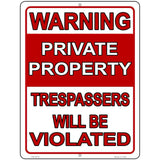 Trespassers Will Be Violated Novelty Metal Parking Sign 4.5" x 6" (PM)