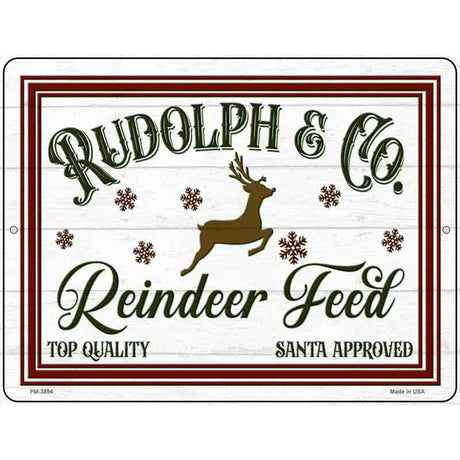 Rudolph and Co Reindeer Feed Novelty Metal Parking Sign 4.5" x 6" (PM)